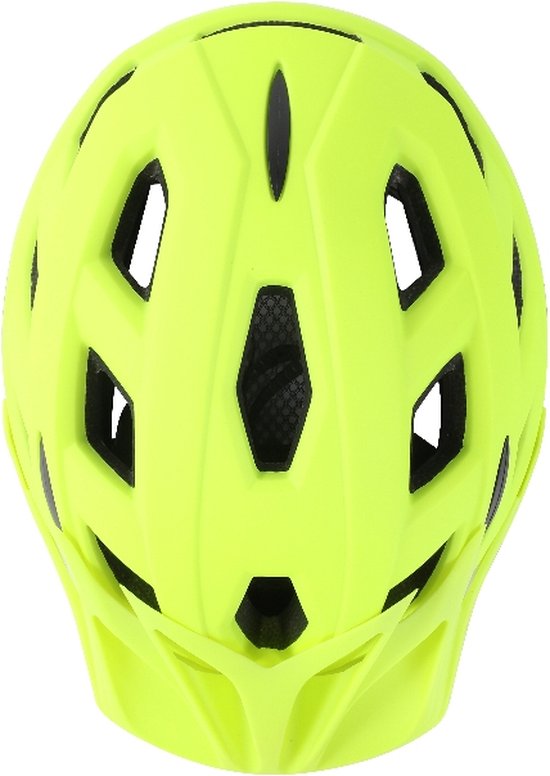 Vooraanzicht van een lichtgele fietshelm met ventilatieopeningen en het KÖVAPÄÄ logo.