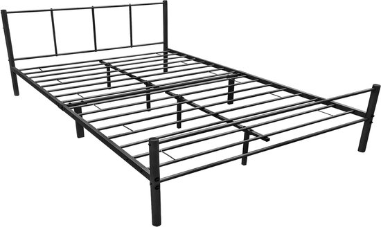 Stalen bed Cruzita - Bedframe - Met bedbodem - 160x200 cm - Wit - Modern design