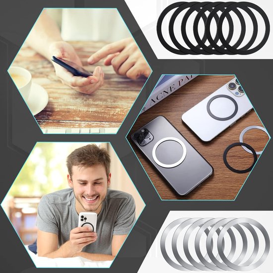 12 stuks magnetische draadloze metalen ring met sticker