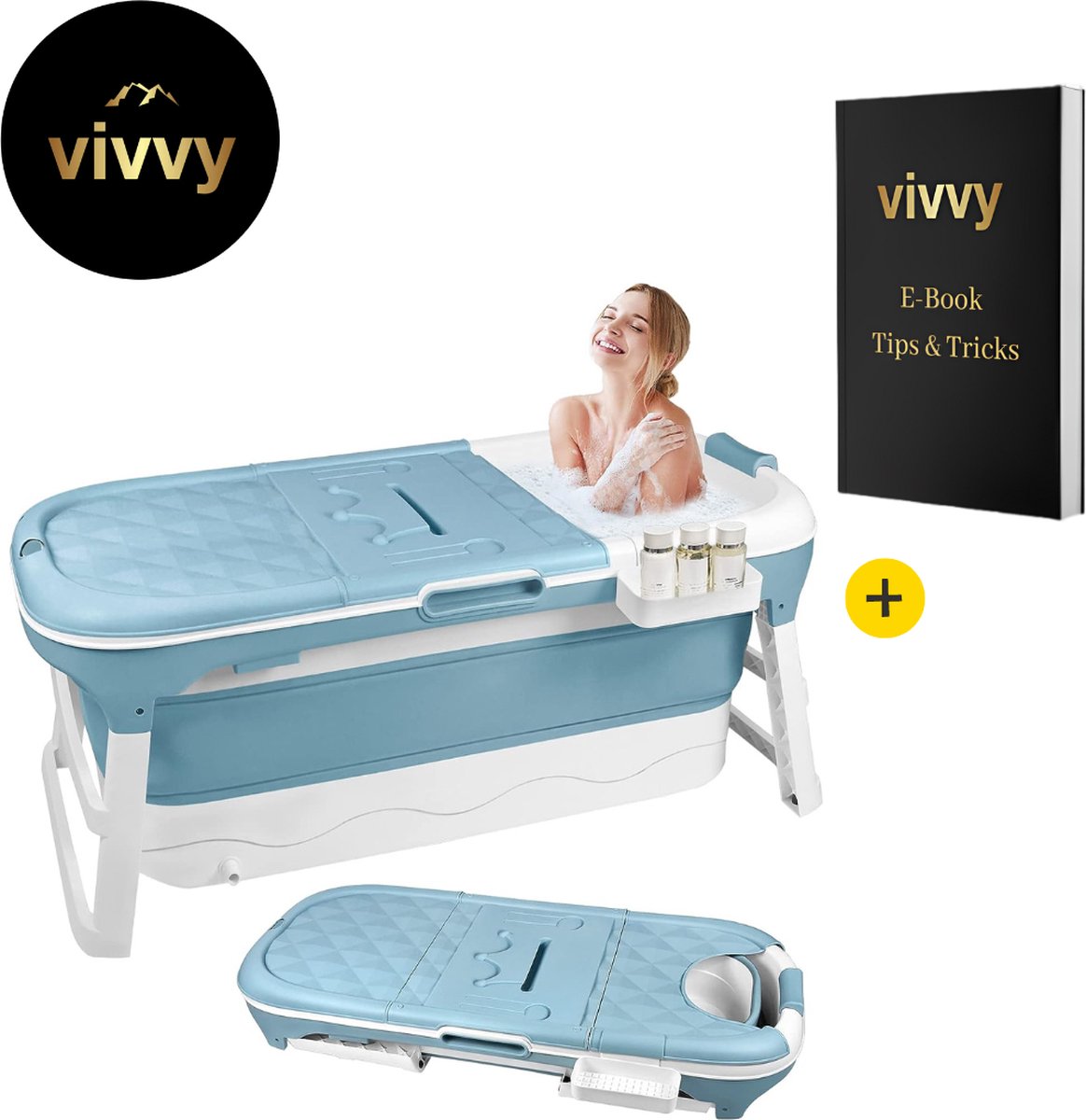 Opvouwbaar Bad Voor Volwassenen - Inklapbaar Bad 2 In 1 - Bath Bucket Compact - 100% Tevredenheidsgarantie - 17*62*55 Cm - Incl. Afsluitbare Deksels