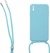 LuxeBass Siliconen hoesje met koord geschikt voor Apple iPhone X - Turquoise - telefoonhoes - gsm hoes - telefoonhoesje