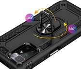 LuxeBass Hoesje geschikt voor iPhone 11 Hoesje - Anti-Shock Hardcase Hybrid Ring Armor - Zwart