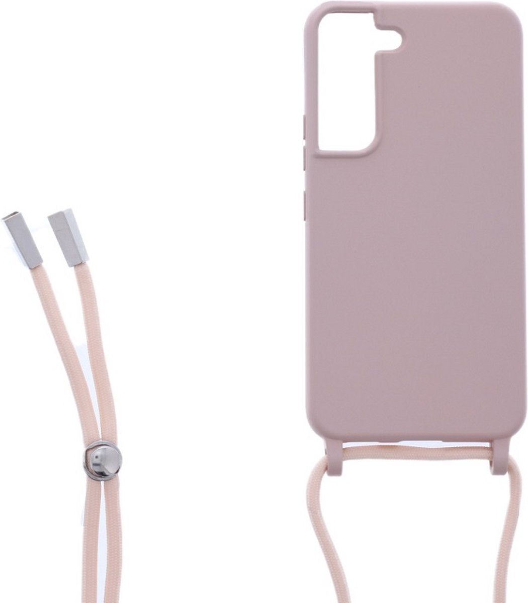 LuxeBass Siliconen hoesje met koord geschikt voor Samsung Galaxy S21+ - Licht Roze - telefoonhoes - gsm hoes - telefoonhoesje