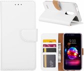 LuxeBass Hoesje geschikt voor LG K10 2018 - Boekhoesje met kaartvakken - Wit gsm hoesje - telefoonhoes - telefoonhoesjes