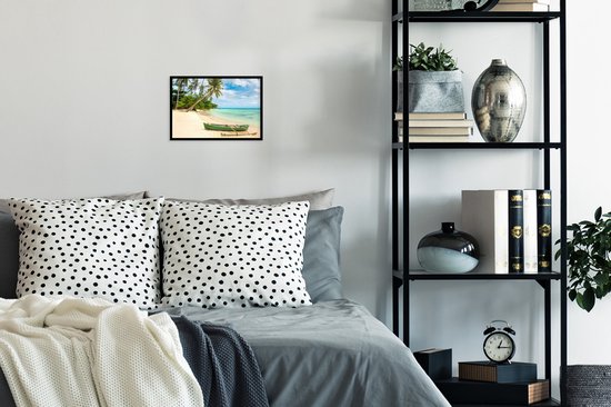 Cadre photo avec poster - Plage - Canoë - Palmier - Tropical - 30 x 20 cm - Cadre pour poster