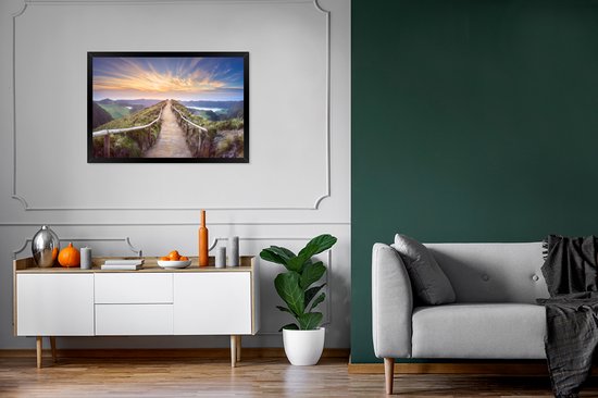 Cadre photo avec affiche - Montagnes - Nature - Chemin - 90x60 cm - Cadre pour affiche