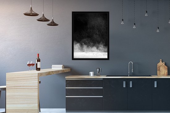 Photo dans le cadre - Un fin nuage de cadre photo en tissu noir 60x80 cm - Affiche dans le cadre (Décoration murale salon / chambre)