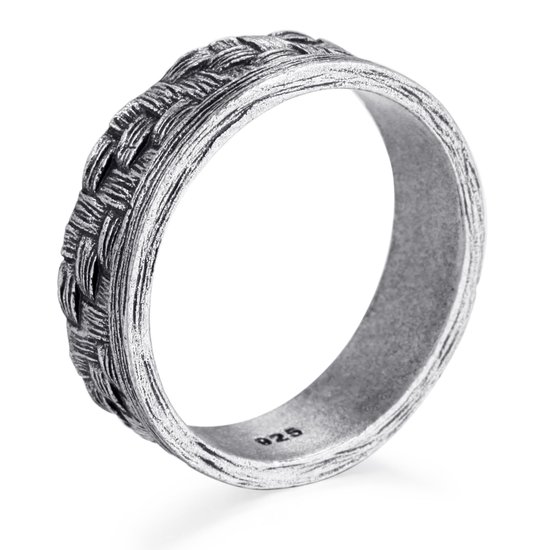 Magnetox Kingka - Geweven - Ring - Antiek Zilver - 925 Sterlingzilver - Mannen
