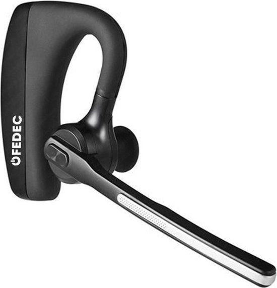 Fedec Bluetooth headset - Verstelbare microfoon - Noise cancelling - 8 uur batterij - Zwart