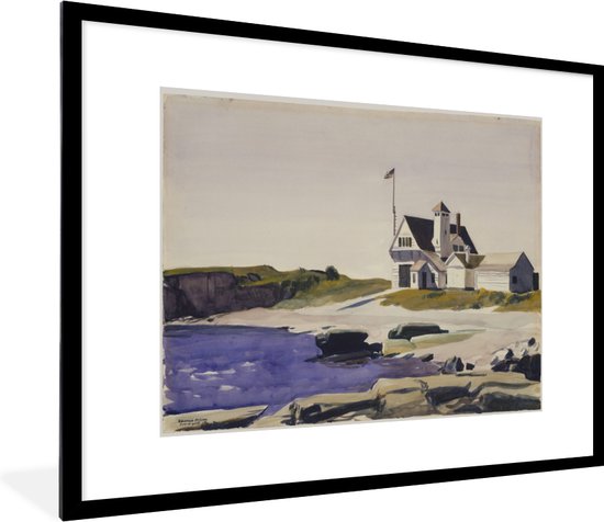 Fotolijst incl. Poster - Kustwacht, Maine - Edward Hopper - 80x60 cm - Posterlijst