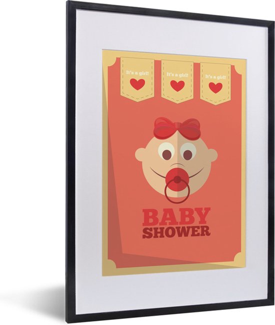 Babyshower illustration d'un bébé avec la citation C'est une fille 30x40 cm - petit