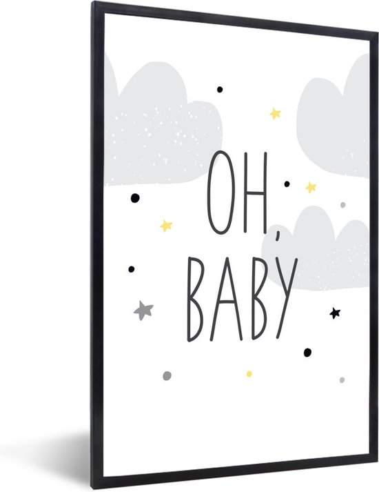 Illustration avec la citation Oh bébé étoiles et nuages 40x60 cm