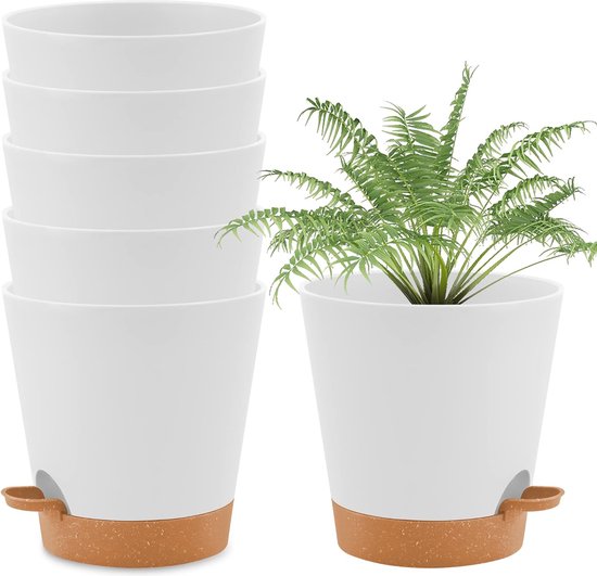 Santino Orchideeënpotten, set van 4, zelfbewaterende pot met waterlontsysteem en waterpeilindicator, voor gebruik binnenshuis, diameter 16,5 cm, antraciet, 3,3 liter