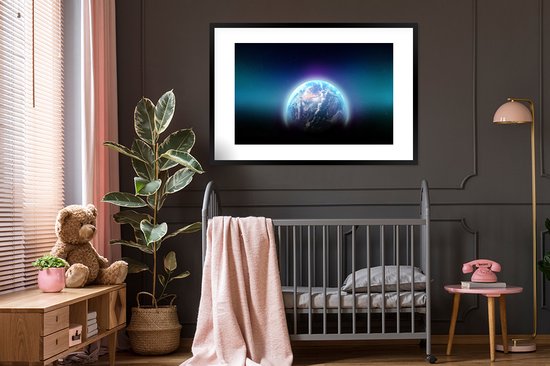 Affiche avec cadre Ciel étoilé - Terre - Planètes - 120x80 cm