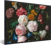 Poster in lijst - Schilderij - Bloemen - Jan Davidsz. de Heem - Fotolijst - Poster - Wanddecoratie - 80x60 cm - Kamerdecoratie - Woonkamer