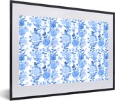 Cadre photo avec affiche - Fleurs - Roses - Blauw - 60x40 cm - Cadre pour affiche