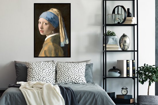 Cadre photo avec affiche - Fille à la boucle d'oreille en perle - Peinture de Johannes Vermeer - 80x120 cm - Cadre pour affiche