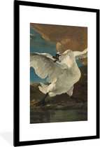 Fotolijst incl. Poster - De bedreigde zwaan - Schilderij van Jan Asselijn - 80x120 cm - Posterlijst
