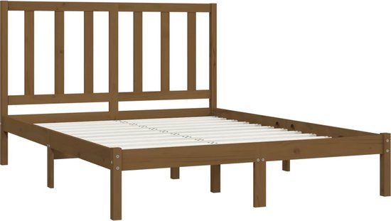 Gecheer Bedframe van massief hout, 120 x 190 cm, klein tweepersoonsbed, bedframe, eenpersoonsbed, tweepersoonsbed, platformbedframe, #23