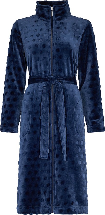 Damesbadjas rits blauw - fleece-(44-46) L