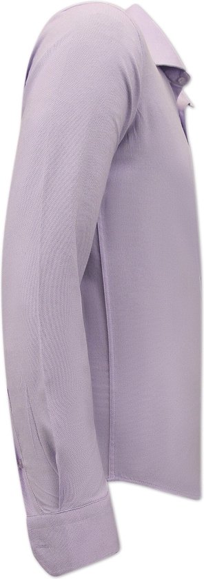 Overhemd Heren - Heren Overhemden Lange Mouw - Blouse Heren - Slim fit Overhemd Heren - 3128 - Paars