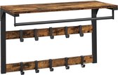 Rootz Wandkapstok - Kapstok - Met Plank - Wandkapstok - Kapstokhaak - Spaanplaat/Staal - Vintage Bruin-Zwart - 65 x 30 x 42 cm