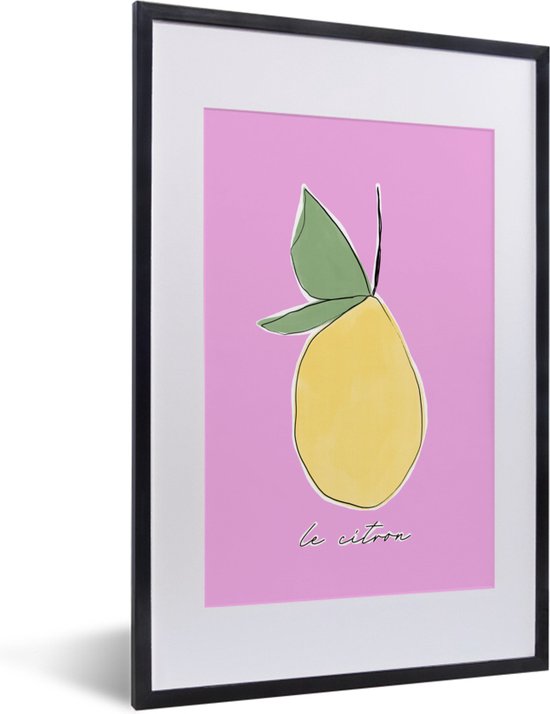 Fotolijst incl. Poster - Citroen - Fruit - Pastel - 40x60 cm - Posterlijst