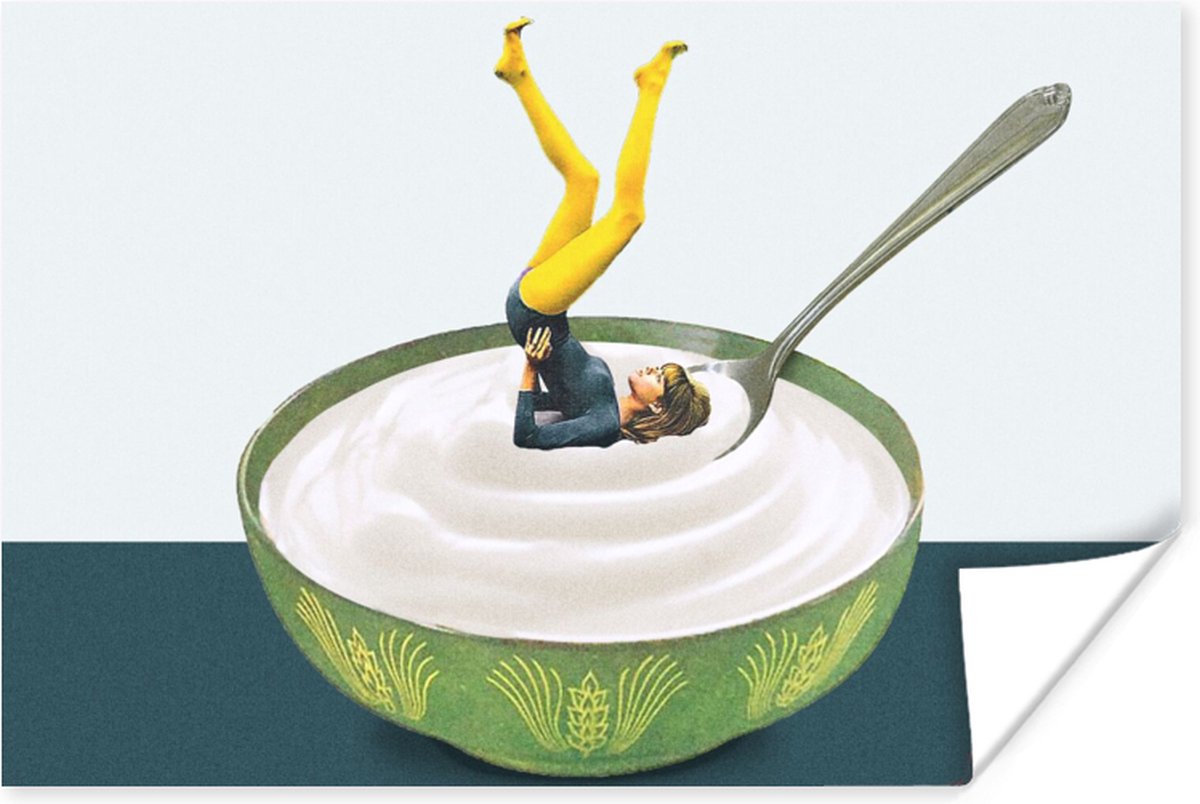 Poster Yoghurt - Yoga - Retro - 90x60 cm
