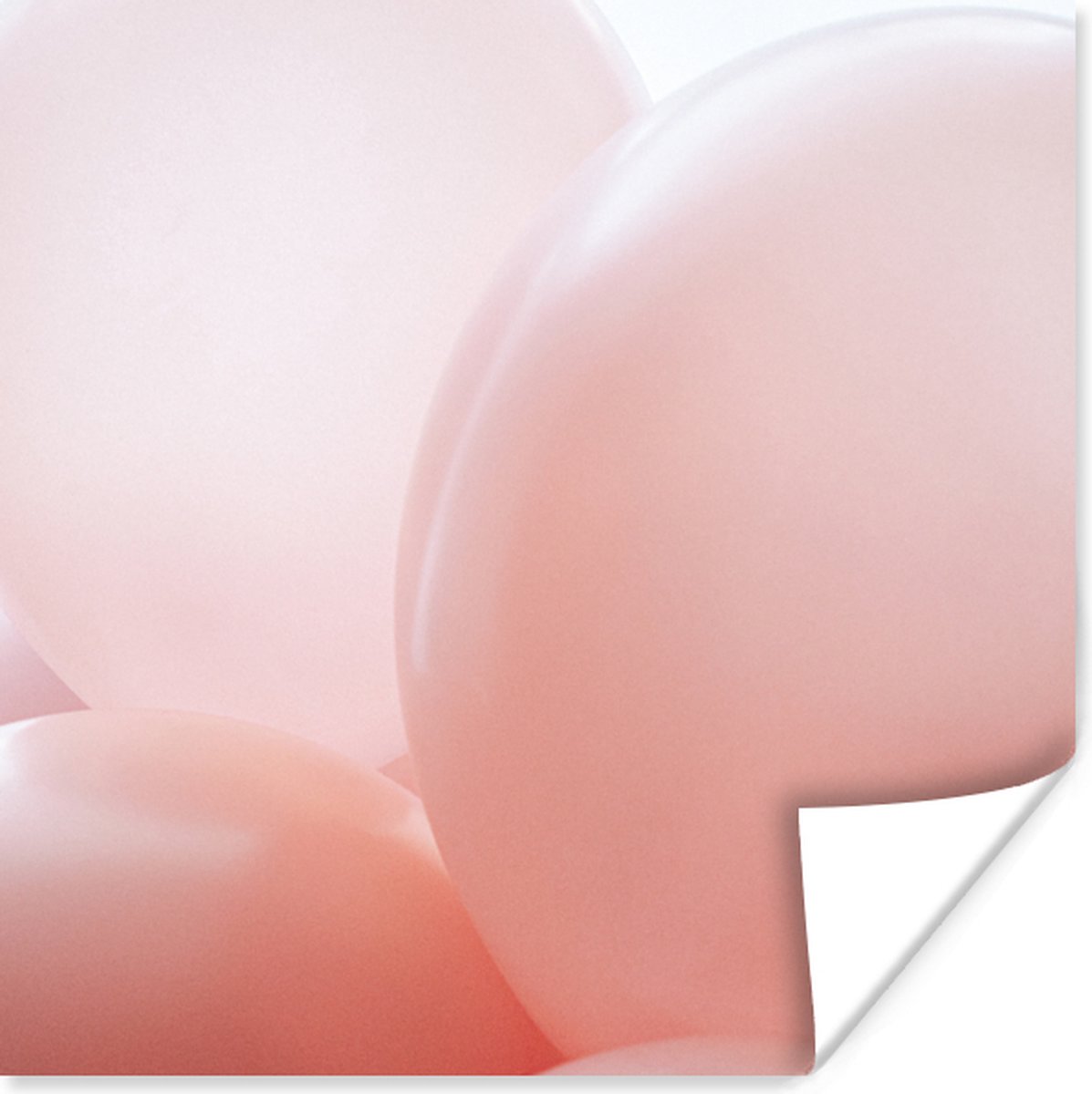 Poster Ballon - Roze - Pastel - 75x75 cm
