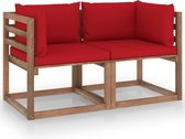 The Living Store Pallets Hoekbank - bruin - 64 x 64 x 70 cm - geïmpregneerd grenenhout - 100% polyester