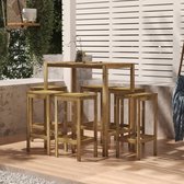 The Living Store Ensemble de bar de jardin - Bois - Bois de pin - 110x60x110cm - 6x Tabouret de bar