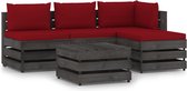 The Living Store Pallet Loungeset - Grenenhout - 69x70x66 cm - Wijnrood