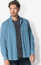 Twinlife Heren Corduroy Shirt Geweven - Overhemd - Comfortabel - Herfst & Winter- Blauw - 4XL