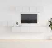 The Living Store Televisiemeubelset - TV-kasten - Hoogglans wit - 60 x 30 x 30 cm - 100 x 30 x 30 cm - 80 x 30 x 30 cm - Bewerkt hout
