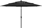 The Living Store Parasol 3-laags zwart polyester 350x260 cm - UV-bescherming - inklapbaar