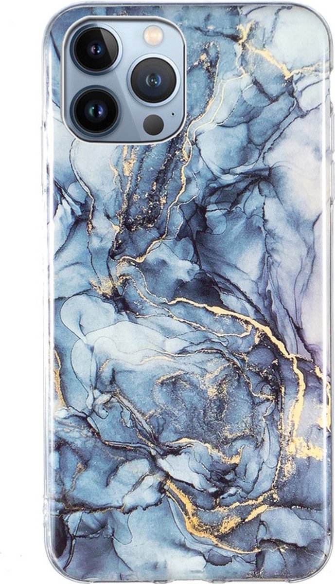 iPhone 14 PRO Hoesje - Siliconen Back Cover - Marble Print - Grijs Marmer - Provium