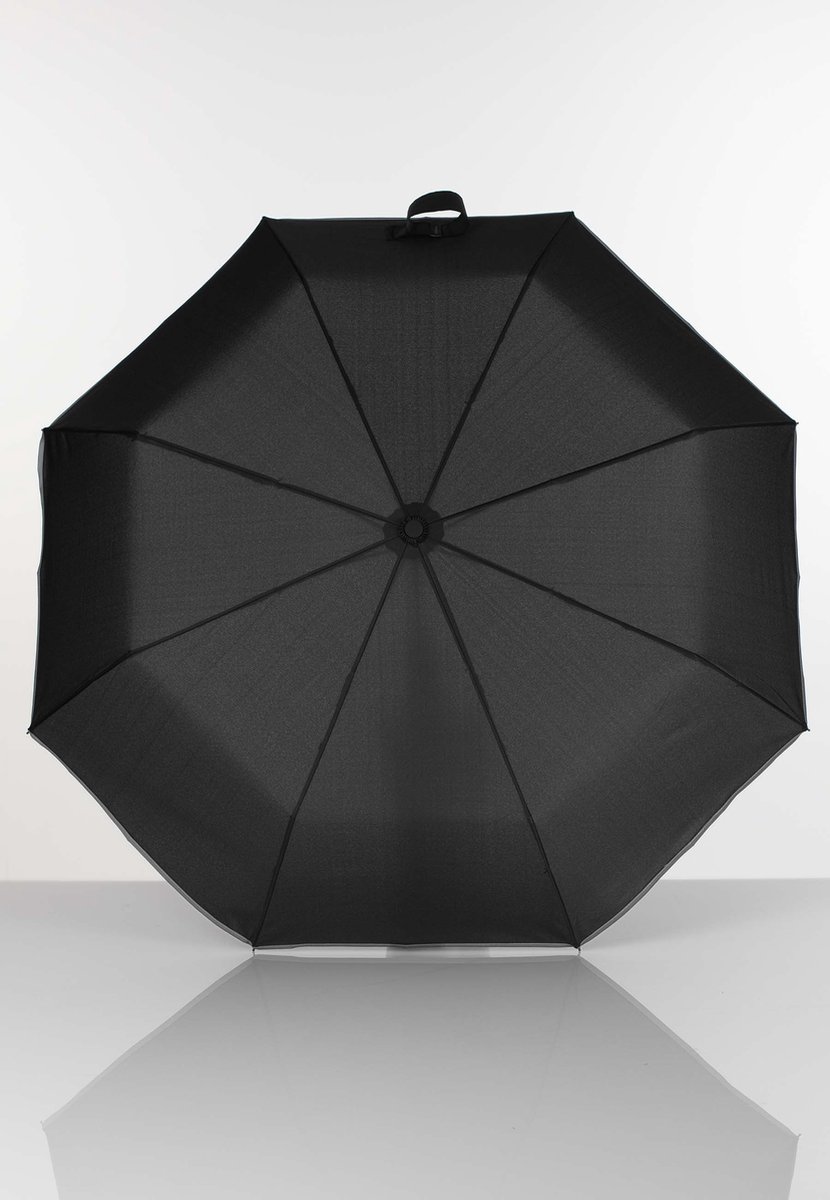 Lasessor – Paraplu – Zwart – 32cm – Reflecterende rand - Volautomatische - Opvouwbare – Heren - Stormparaplu - Open close knop – Windproof – Baleinen 8