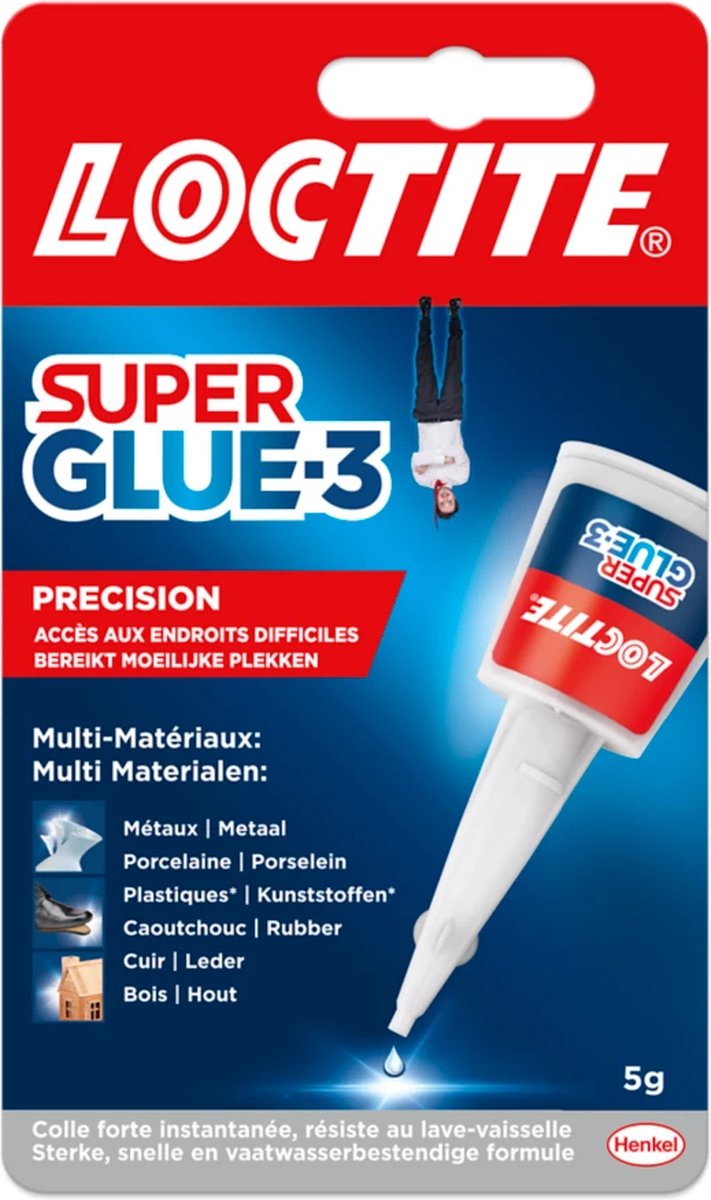 Tube Gel de colle, 3 grammes, pour caoutchouc, métal, céramique, bois, cuir,  cuir et plastique Loctite