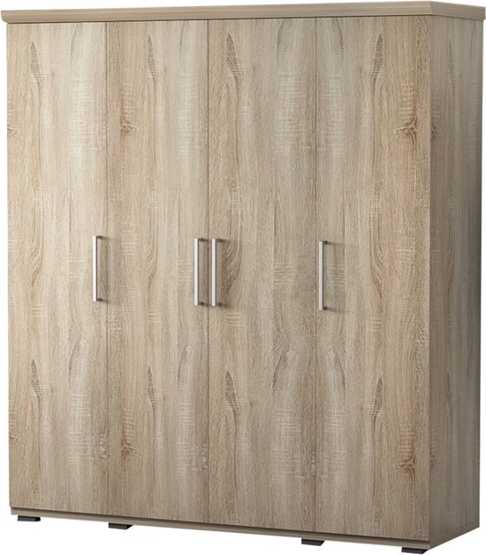 Interiax Armoire ' Mila' 4 portes Sonoma (183x160x52cm)