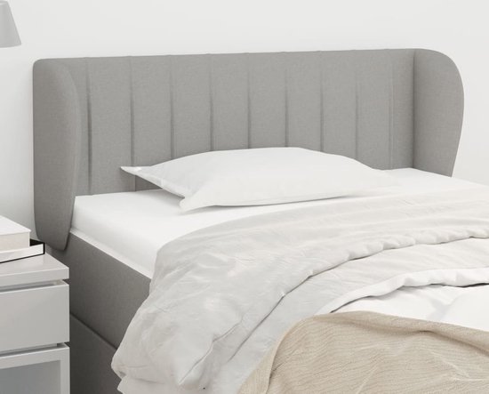 vidaXL Hoofdkussen - Hoofd Bord - Hoofdbord met randen 93x23x78/88 cm stof lichtgrijs - Beddecoratie - Slaapcomfort - Leeshoek