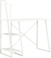 The Living Store Bureau Boekenkast - 102 x 50 x 117 cm - Ruime planken - Wit - PVC-coating - Gepoedercoat staal