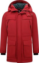 Lange Jas - Heren Winterjassen Volwassen - Parka Heren - Gewatteerde Jassen - 891 - Rode Jas