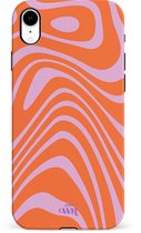 xoxo Wildhearts Boogie Wonderland Orange - Single Layer - Hard case geschikt voor iPhone XR hoesje - Golven print hoesje oranje - Beschermhoes shockproof case geschikt voor iPhone XR hoesje - Hoesje met golven print oranje