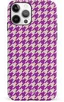 xoxo Wildhearts When In Paris Purple - Single Layer - Hardcase hoesje geschikt voor iPhone 12 Pro Max hoesje - Paars hoesje - Hoesje geruit geschikt voor iPhone 12 Pro Max - Paarse case geschikt voor iPhone 12 Pro Max case - paars / beige