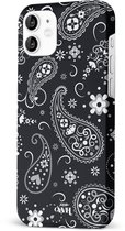 xoxo Wildhearts Paisley Dawn Black - Single Layer - Zwart hoesje geschikt voor iPhone 12 hoesje - Hartjes patroon case bloemen - Siliconen en TPU hoesje geschikt voor de iPhone 12 - zwart