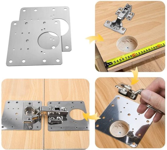 Scharnier Reparatieplaat voor Kastdeuren - INCL. 12 Schroeven - 2 Stuks - Keukenkastje - Reparatieset - Reparatieset - Kast - Merkloos’