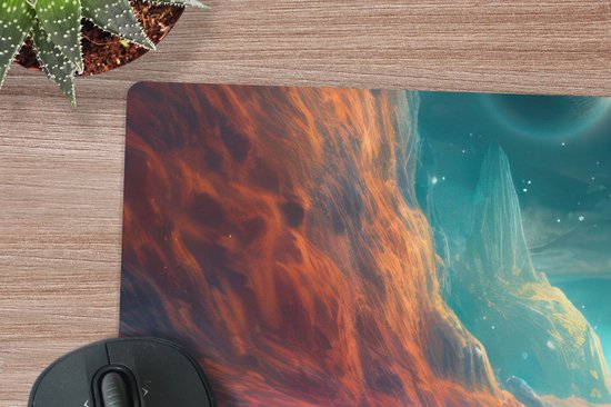 Muismat XXL 80x40 cm - Bureau onderlegger - Bureau mat Bergen - Ruimte - Planeten - Astronaut - Bureaumat - Gaming mousepad xl - Bureaulegger groot - Computer deskmat - Geschikt voor Gaming Muis en Gaming PC set-up