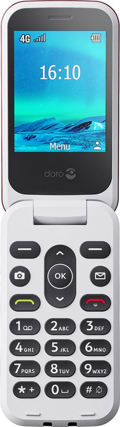 Doro 2880 - Téléphone à clapet simple pour seniors avec écran externe - 4G  - Rouge/ Wit | bol