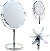 taande spiegel, in hoogte verstelbaar, 10 x vergroting, 20 cm make-upspiegel, verchroomde scheerspiegel, tafelspiegel, badkamerspiegel, dubbelzijdig: normaal + 10x zoom,