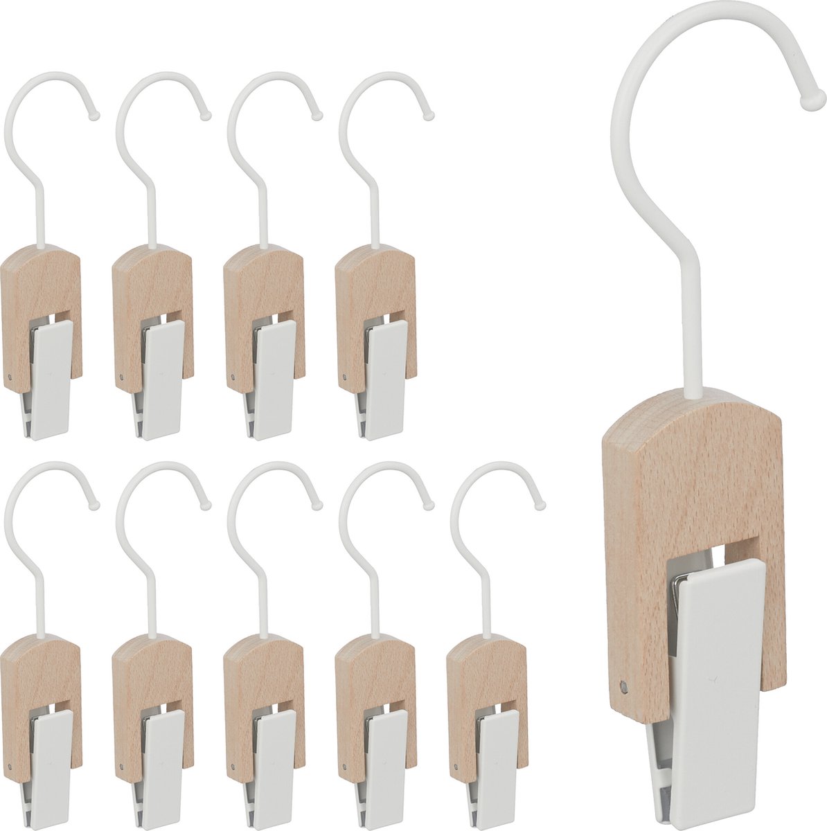10x laarzenknijpers -ijzer - hout - laarzenklemmen - haken klem - modern - wit